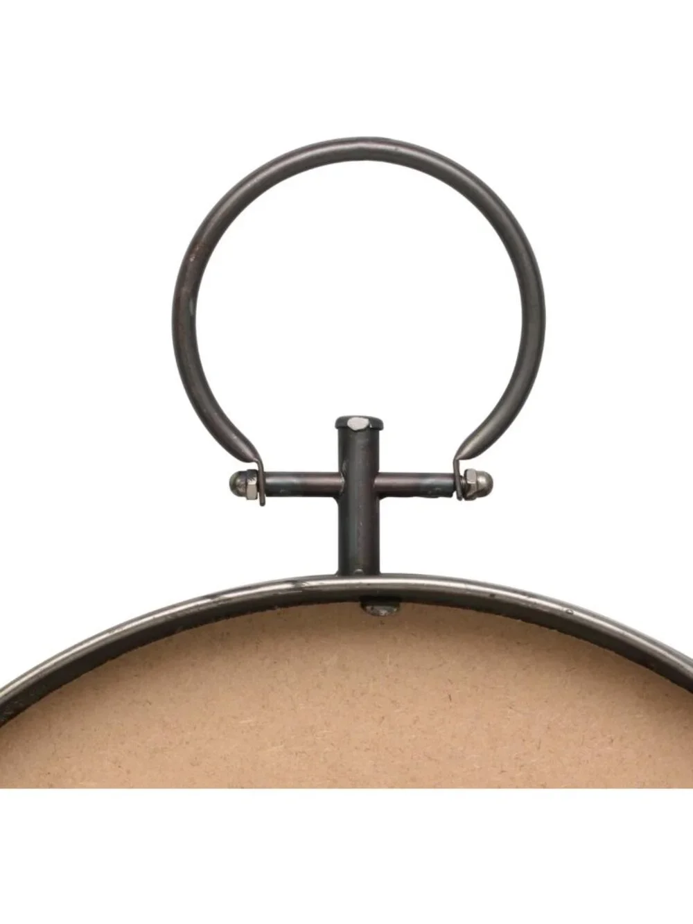 Rustic Bronze Round Metal Mirror with Rivet Detail & Hanging Ring, 21.1